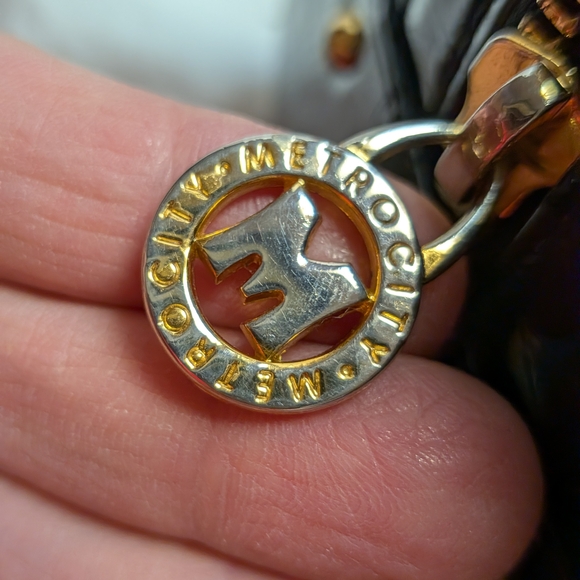 Metrocity Black Croc-Embossed Satchel with Gold Accents - Picture 7 of 9